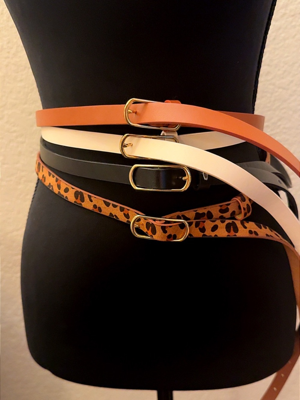 Women’s Slim Fashion Belts - Camel, Cream, Black & Leopard